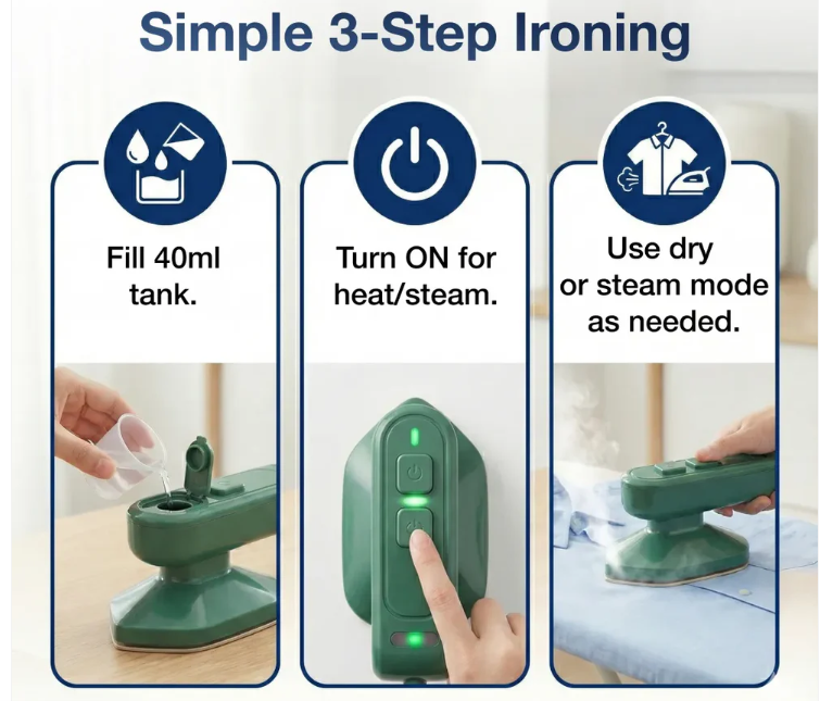 Portable Steam Iron – 2-in-1