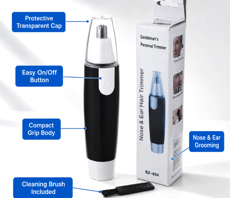 Ear & Nose Hair Trimmer – Painless, Battery-Operated