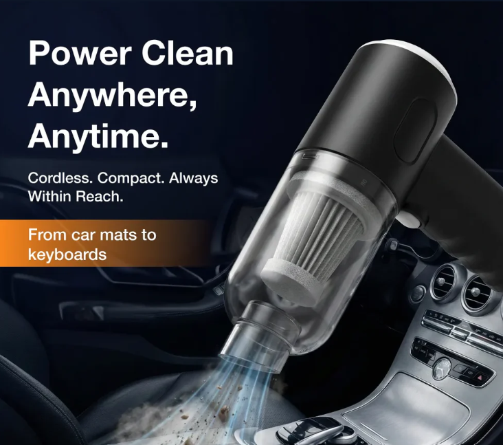 Mini Car Vacuum – Wireless, Portable & 3-in-1 Cleaner
